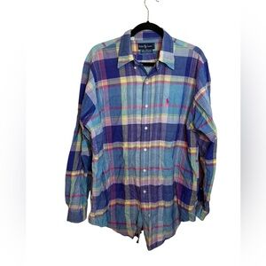 Ralph Lauren Men’s Vintage Colorful Cotton Plaid Button Down Shirt
